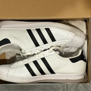 Adidas Men's White Sneakers with Black Stripes